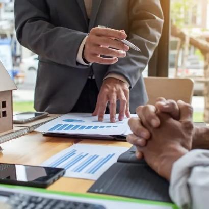 Real estate agent working in his office